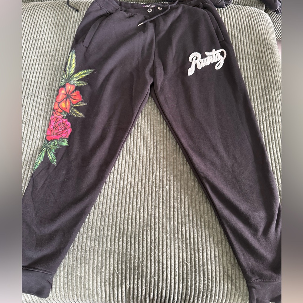 Black Floral Men's Joggers